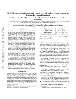GINN-LP: A Growing Interpretable Neural Network for Discovering
  Multivariate Laurent Polynomial Equations