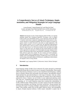 A Comprehensive Survey of Attack Techniques, Implementation, and
  Mitigation Strategies in Large Language Models