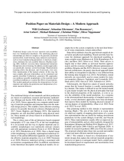 Position Paper on Materials Design -- A Modern Approach