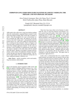 Improved Long-Form Speech Recognition by Jointly Modeling the Primary
  and Non-primary Speakers