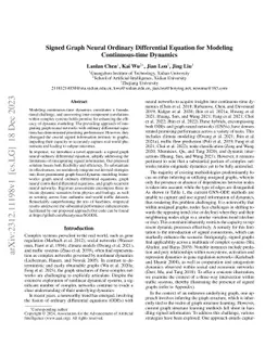 Signed Graph Neural Ordinary Differential Equation for Modeling
  Continuous-time Dynamics