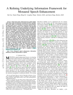 A Refining Underlying Information Framework for Monaural Speech
  Enhancement