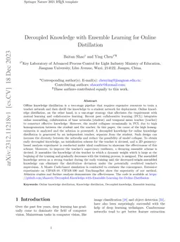Decoupled Knowledge with Ensemble Learning for Online Distillation