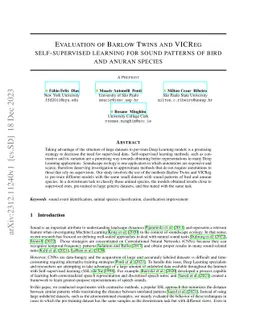 Evaluation of Barlow Twins and VICReg self-supervised learning for sound
  patterns of bird and anuran species