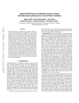 Safeguarded Progress in Reinforcement Learning: Safe Bayesian
  Exploration for Control Policy Synthesis