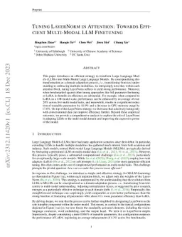 Tuning LayerNorm in Attention: Towards Efficient Multi-Modal LLM
  Finetuning