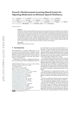 Toward a Reinforcement-Learning-Based System for Adjusting Medication to
  Minimize Speech Disfluency