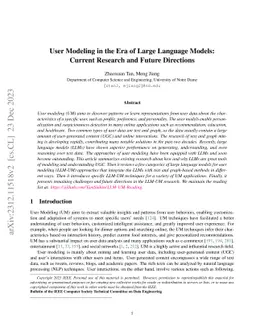 User Modeling in the Era of Large Language Models: Current Research and
  Future Directions