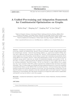 A Unified Pre-training and Adaptation Framework for Combinatorial
  Optimization on Graphs