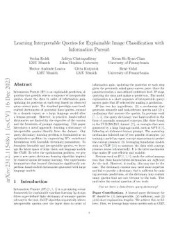 Learning Interpretable Queries for Explainable Image Classification with Information Pursuit