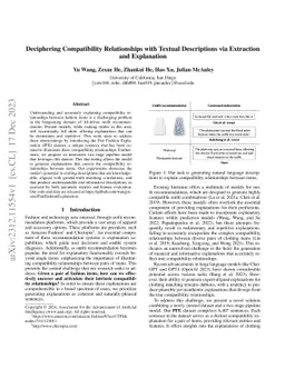 Deciphering Compatibility Relationships with Textual Descriptions via
  Extraction and Explanation