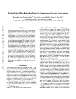 Probabilistic Offline Policy Ranking with Approximate Bayesian
  Computation