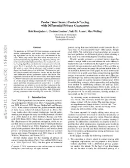 Protect Your Score: Contact Tracing With Differential Privacy Guarantees