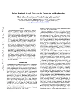 Robust Stochastic Graph Generator for Counterfactual Explanations