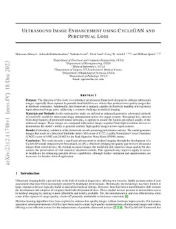 Ultrasound Image Enhancement using CycleGAN and Perceptual Loss