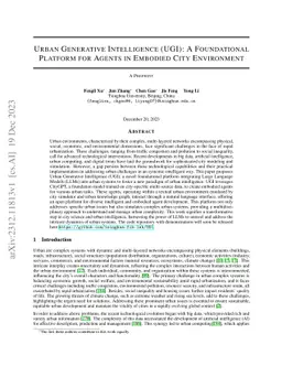 Urban Generative Intelligence (UGI): A Foundational Platform for Agents
  in Embodied City Environment