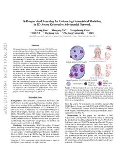 Self-supervised Learning for Enhancing Geometrical Modeling in 3D-Aware
  Generative Adversarial Network