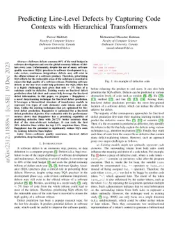 Predicting Line-Level Defects by Capturing Code Contexts with
  Hierarchical Transformers