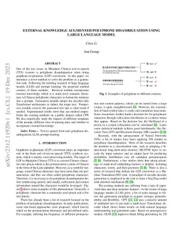 External Knowledge Augmented Polyphone Disambiguation Using Large
  Language Model