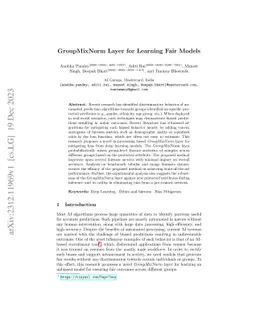GroupMixNorm Layer for Learning Fair Models