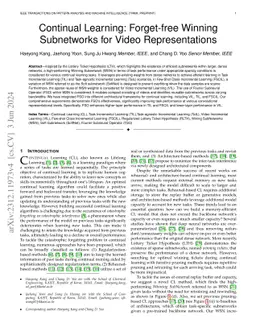 Continual Learning: Forget-free Winning Subnetworks for Video
  Representations