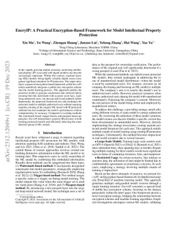 EncryIP: A Practical Encryption-Based Framework for Model Intellectual
  Property Protection