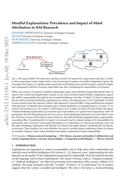 Mindful Explanations: Prevalence and Impact of Mind Attribution in XAI
  Research