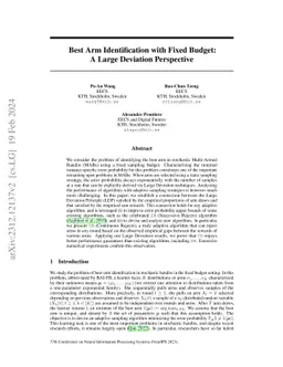 Best Arm Identification with Fixed Budget: A Large Deviation Perspective