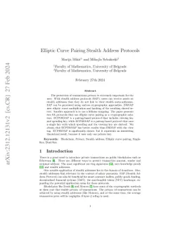 Elliptic Curve Pairing Stealth Address Protocols