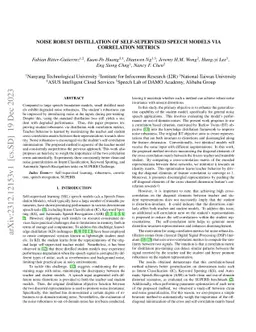 Noise robust distillation of self-supervised speech models via
  correlation metrics