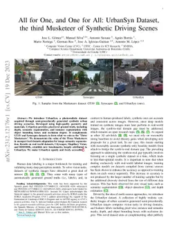 All for One, and One for All: UrbanSyn Dataset, the third Musketeer of Synthetic Driving Scenes