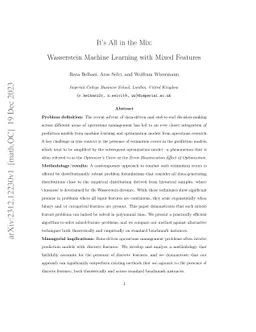 It's All in the Mix: Wasserstein Classification and Regression with Mixed Features