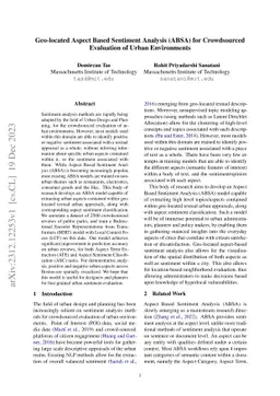 Geo-located Aspect Based Sentiment Analysis (ABSA) for Crowdsourced
  Evaluation of Urban Environments