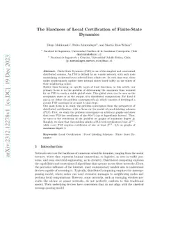 The Hardness of Local Certification of Finite-State Dynamics