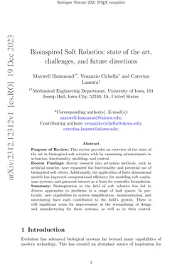 Bioinspired Soft Robotics: state of the art, challenges, and future
  directions