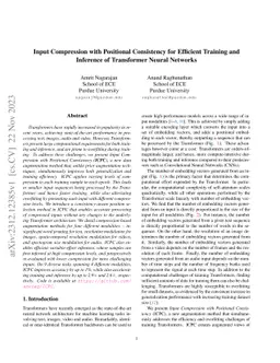 Input Compression with Positional Consistency for Efficient Training and
  Inference of Transformer Neural Networks