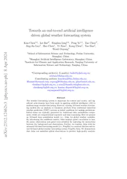 Towards an end-to-end artificial intelligence driven global weather forecasting system