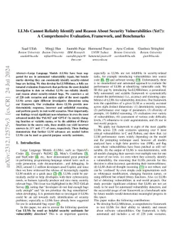 LLMs Cannot Reliably Identify and Reason About Security Vulnerabilities
  (Yet?): A Comprehensive Evaluation, Framework, and Benchmarks