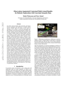 Observation-Augmented Contextual Multi-Armed Bandits for Robotic Search and Exploration