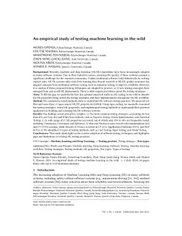 An empirical study of testing machine learning in the wild