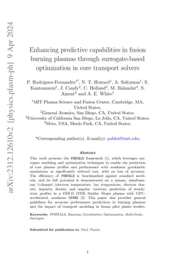 Enhancing predictive capabilities in fusion burning plasmas through
  surrogate-based optimization in core transport solvers
