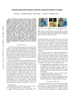 Domain-Independent Disperse and Pick method for Robotic Grasping