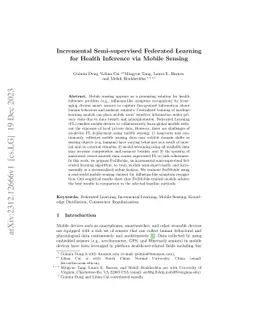 Incremental Semi-supervised Federated Learning for Health Inference via
  Mobile Sensing