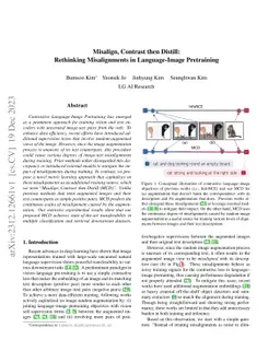 Misalign, Contrast then Distill: Rethinking Misalignments in
  Language-Image Pretraining