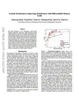 Cached Transformers: Improving Transformers with Differentiable Memory
  Cache