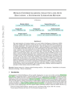 Human-Centred Learning Analytics and AI in Education: a Systematic
  Literature Review
