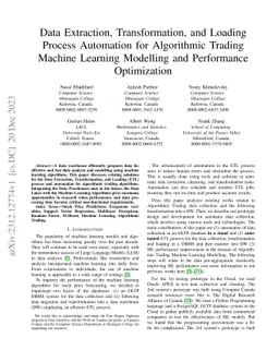 Data Extraction, Transformation, and Loading Process Automation for
  Algorithmic Trading Machine Learning Modelling and Performance Optimization