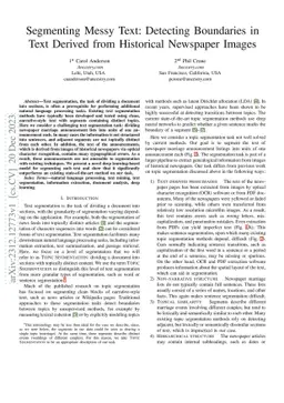 Segmenting Messy Text: Detecting Boundaries in Text Derived from
  Historical Newspaper Images