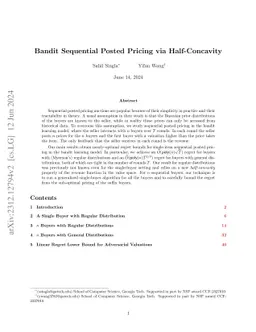 Bandit Sequential Posted Pricing via Half-Concavity