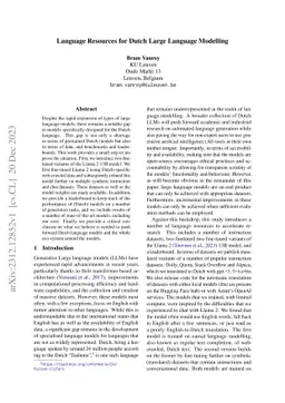 Language Resources for Dutch Large Language Modelling